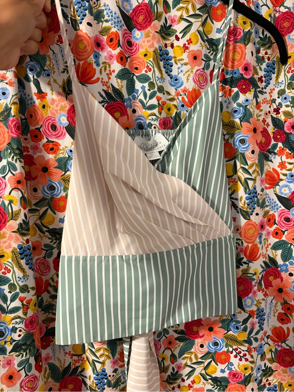 Anthropologie Striped Green and Beige going out top